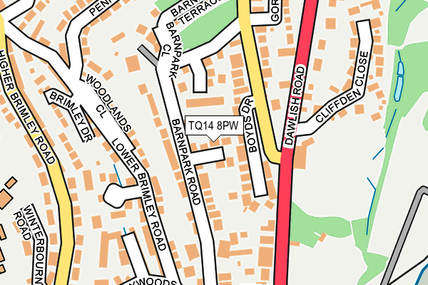 TQ14 8PW map - OS OpenMap – Local (Ordnance Survey)