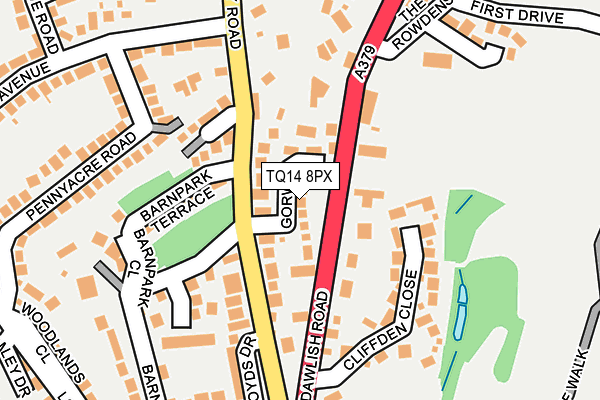 TQ14 8PX map - OS OpenMap – Local (Ordnance Survey)