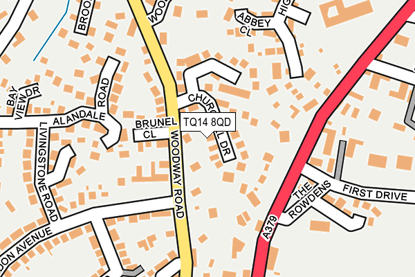TQ14 8QD map - OS OpenMap – Local (Ordnance Survey)