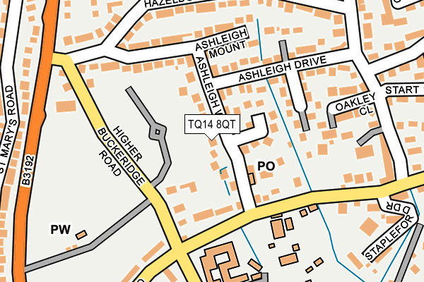 TQ14 8QT map - OS OpenMap – Local (Ordnance Survey)