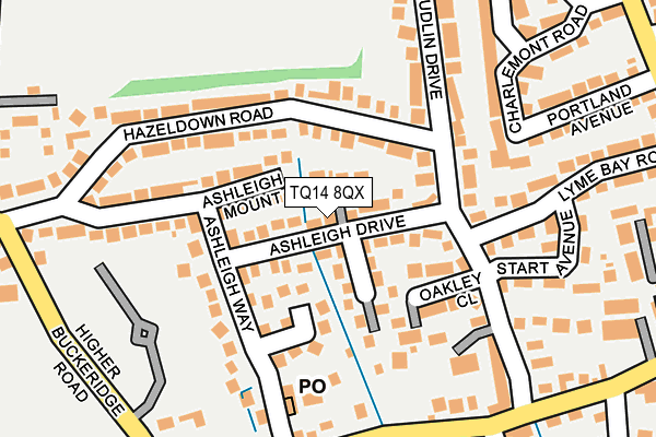 TQ14 8QX map - OS OpenMap – Local (Ordnance Survey)