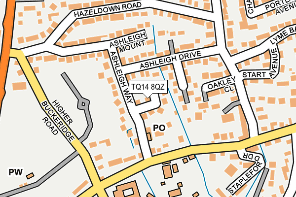 TQ14 8QZ map - OS OpenMap – Local (Ordnance Survey)