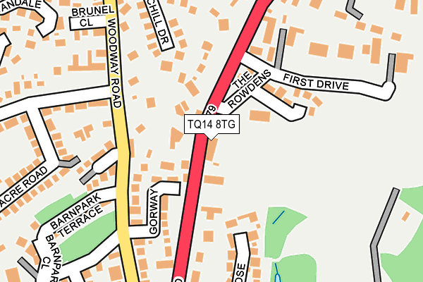 TQ14 8TG map - OS OpenMap – Local (Ordnance Survey)