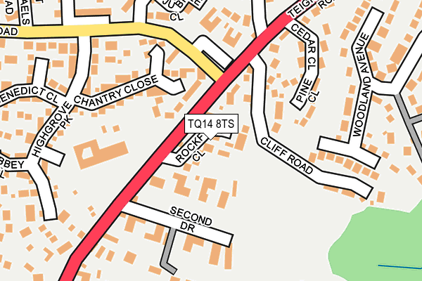TQ14 8TS map - OS OpenMap – Local (Ordnance Survey)