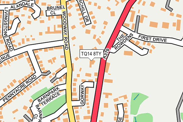 TQ14 8TY map - OS OpenMap – Local (Ordnance Survey)