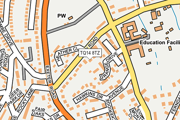TQ14 8TZ map - OS OpenMap – Local (Ordnance Survey)