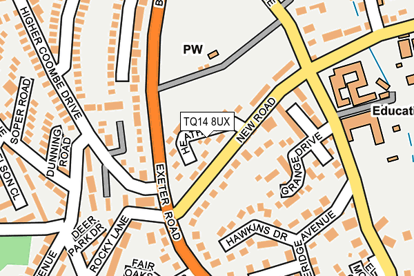 TQ14 8UX map - OS OpenMap – Local (Ordnance Survey)