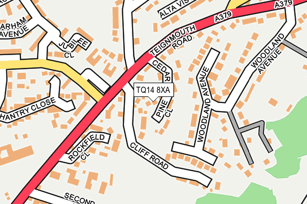 TQ14 8XA map - OS OpenMap – Local (Ordnance Survey)