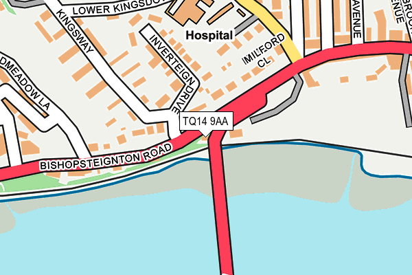 TQ14 9AA map - OS OpenMap – Local (Ordnance Survey)