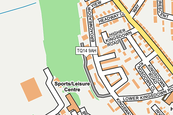 TQ14 9AH map - OS OpenMap – Local (Ordnance Survey)