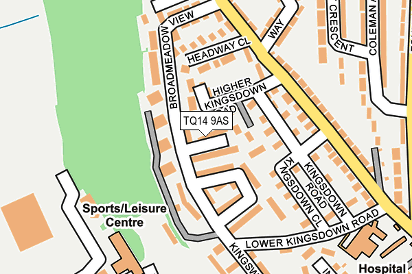 TQ14 9AS map - OS OpenMap – Local (Ordnance Survey)