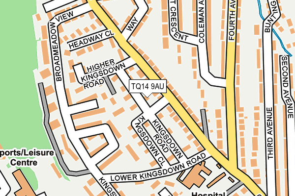 TQ14 9AU map - OS OpenMap – Local (Ordnance Survey)