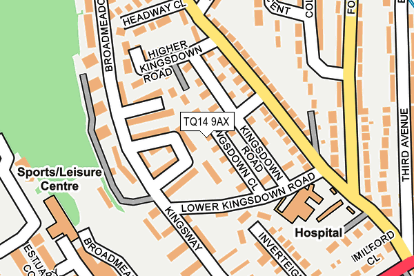 TQ14 9AX map - OS OpenMap – Local (Ordnance Survey)
