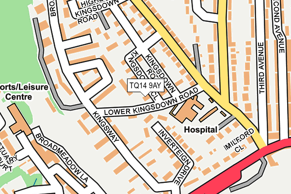 TQ14 9AY map - OS OpenMap – Local (Ordnance Survey)