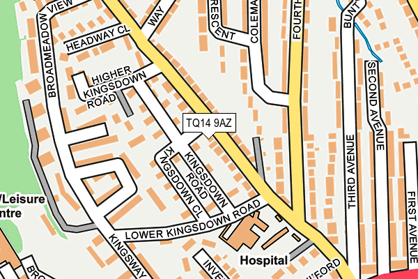 TQ14 9AZ map - OS OpenMap – Local (Ordnance Survey)