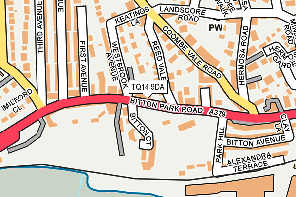 TQ14 9DA map - OS OpenMap – Local (Ordnance Survey)