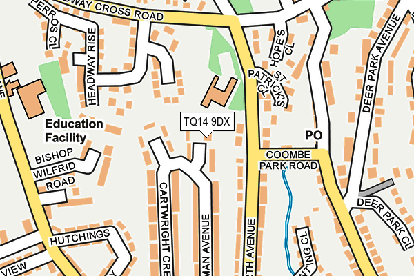 TQ14 9DX map - OS OpenMap – Local (Ordnance Survey)