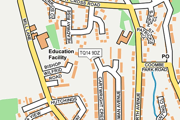 TQ14 9DZ map - OS OpenMap – Local (Ordnance Survey)