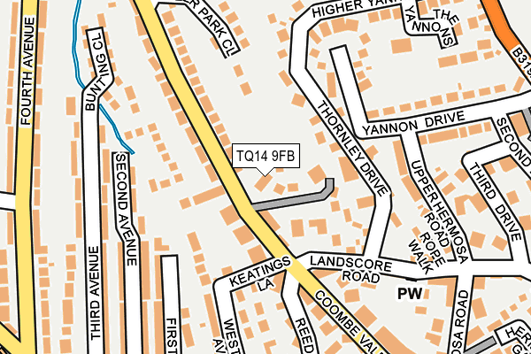 TQ14 9FB map - OS OpenMap – Local (Ordnance Survey)