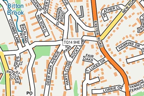 TQ14 9HE map - OS OpenMap – Local (Ordnance Survey)