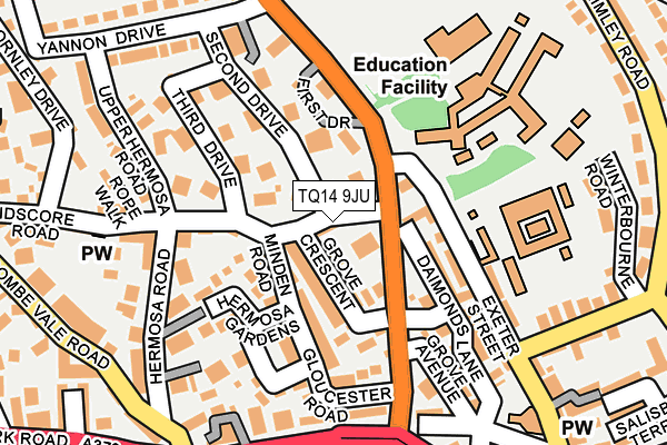 TQ14 9JU map - OS OpenMap – Local (Ordnance Survey)