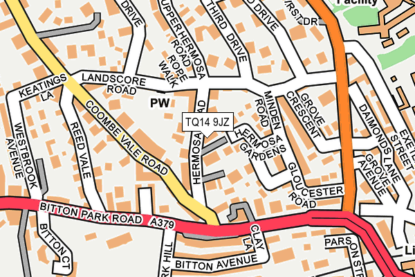 TQ14 9JZ map - OS OpenMap – Local (Ordnance Survey)