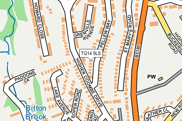 TQ14 9LS map - OS OpenMap – Local (Ordnance Survey)