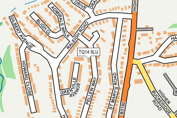 TQ14 9LU map - OS OpenMap – Local (Ordnance Survey)