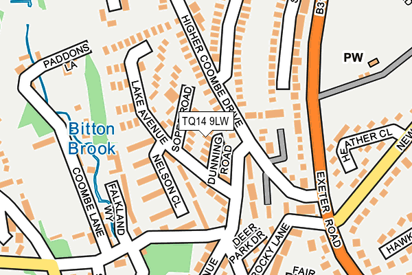 TQ14 9LW map - OS OpenMap – Local (Ordnance Survey)
