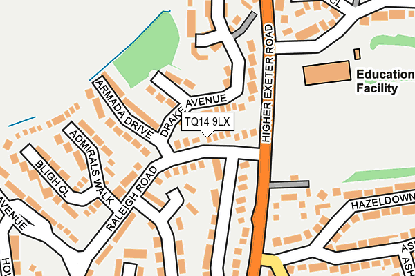 TQ14 9LX map - OS OpenMap – Local (Ordnance Survey)