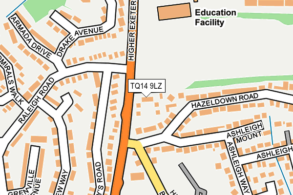 TQ14 9LZ map - OS OpenMap – Local (Ordnance Survey)