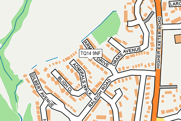 TQ14 9NF map - OS OpenMap – Local (Ordnance Survey)
