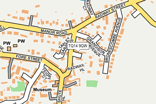 TQ14 9QW map - OS OpenMap – Local (Ordnance Survey)