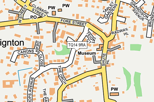 TQ14 9RA map - OS OpenMap – Local (Ordnance Survey)