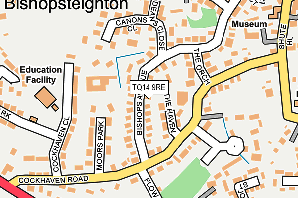 TQ14 9RE map - OS OpenMap – Local (Ordnance Survey)
