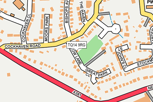 TQ14 9RG map - OS OpenMap – Local (Ordnance Survey)