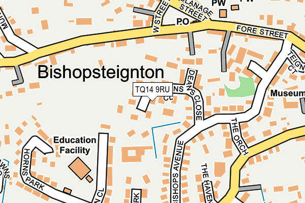 TQ14 9RU map - OS OpenMap – Local (Ordnance Survey)