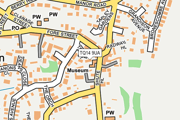TQ14 9UA map - OS OpenMap – Local (Ordnance Survey)