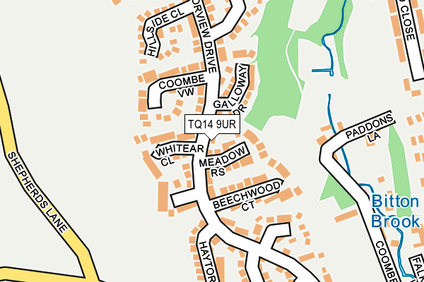TQ14 9UR map - OS OpenMap – Local (Ordnance Survey)