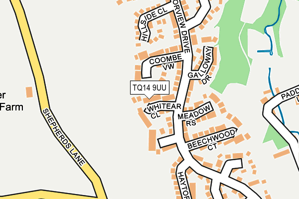 TQ14 9UU map - OS OpenMap – Local (Ordnance Survey)