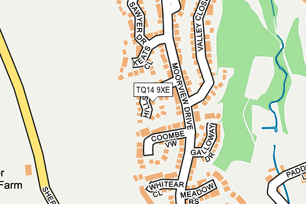 TQ14 9XE map - OS OpenMap – Local (Ordnance Survey)