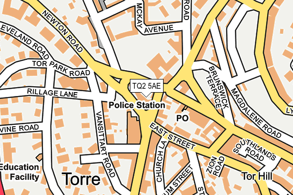 TQ2 5AE map - OS OpenMap – Local (Ordnance Survey)