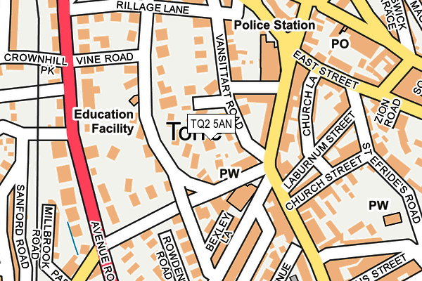 TQ2 5AN map - OS OpenMap – Local (Ordnance Survey)