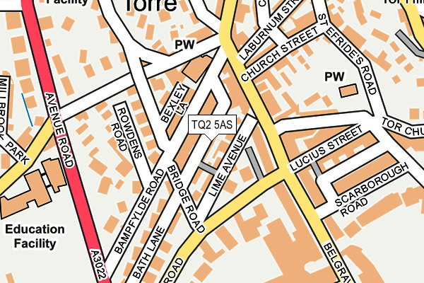 TQ2 5AS map - OS OpenMap – Local (Ordnance Survey)