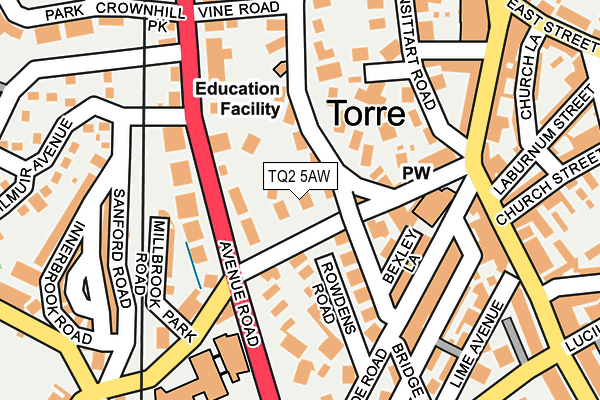 TQ2 5AW map - OS OpenMap – Local (Ordnance Survey)
