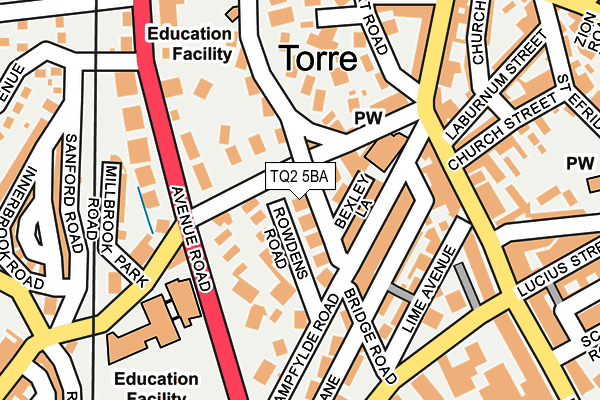 TQ2 5BA map - OS OpenMap – Local (Ordnance Survey)