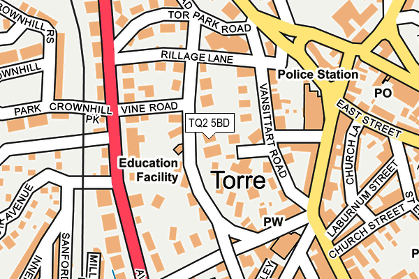 TQ2 5BD map - OS OpenMap – Local (Ordnance Survey)