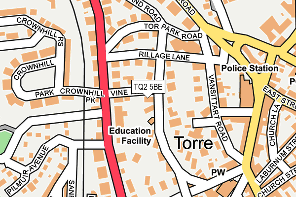TQ2 5BE map - OS OpenMap – Local (Ordnance Survey)