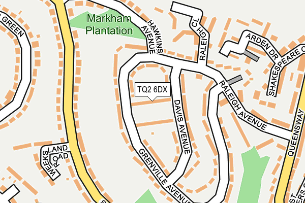 TQ2 6DX map - OS OpenMap – Local (Ordnance Survey)