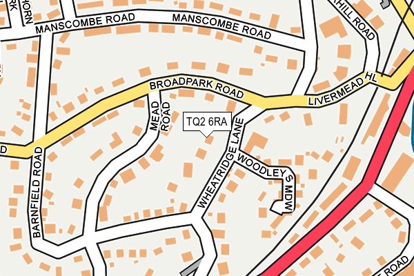 TQ2 6RA map - OS OpenMap – Local (Ordnance Survey)